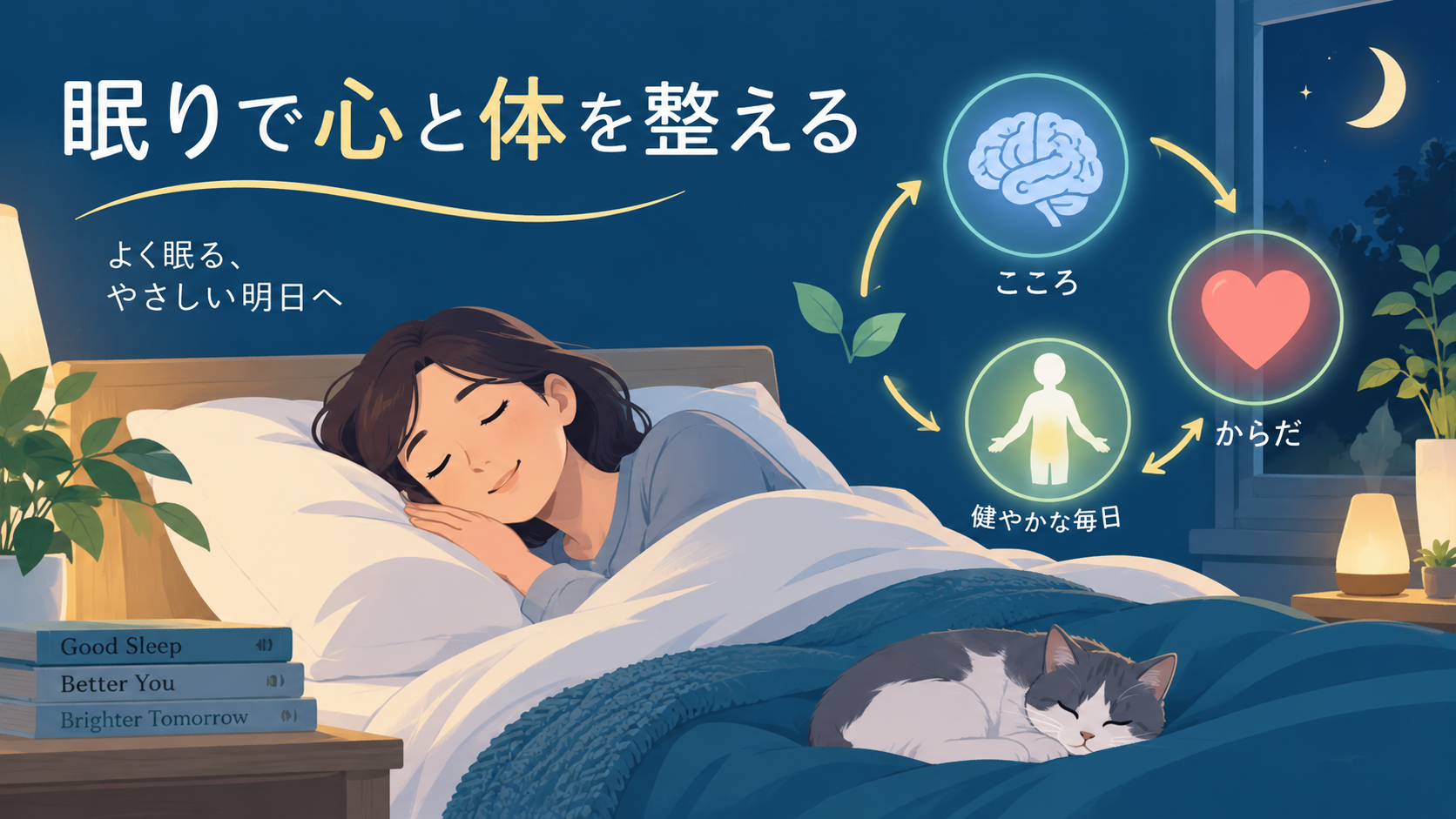 睡眠で心と体を整えるイメージ